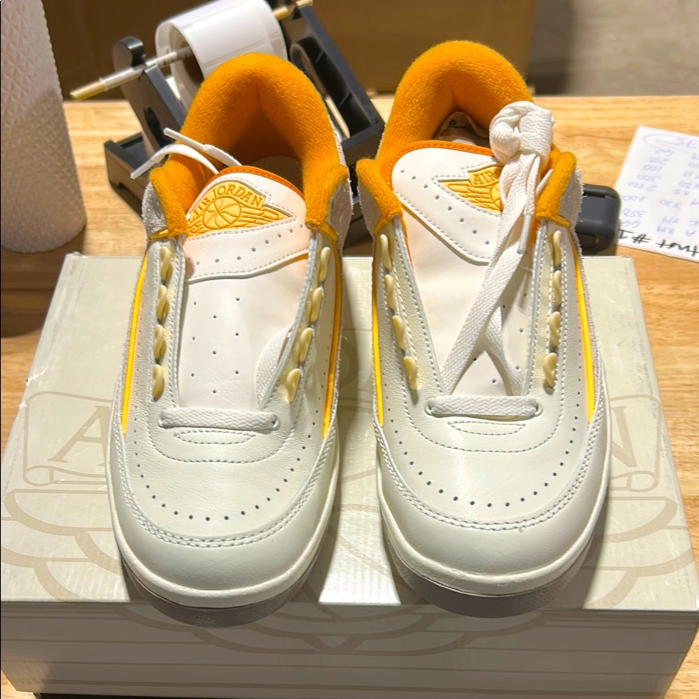 Jordan White and Orange Sneakers Classic Design